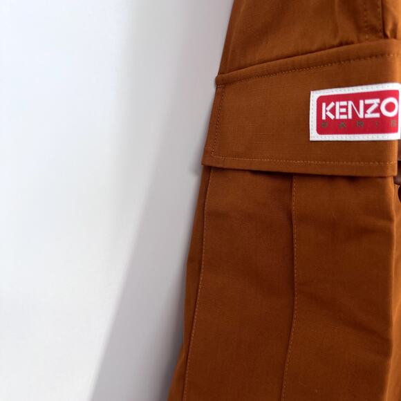 KENZO Paris Wide Leg Cargo Workwear Pant - Dark Camel Sz 28 US - Picture 5 of 11